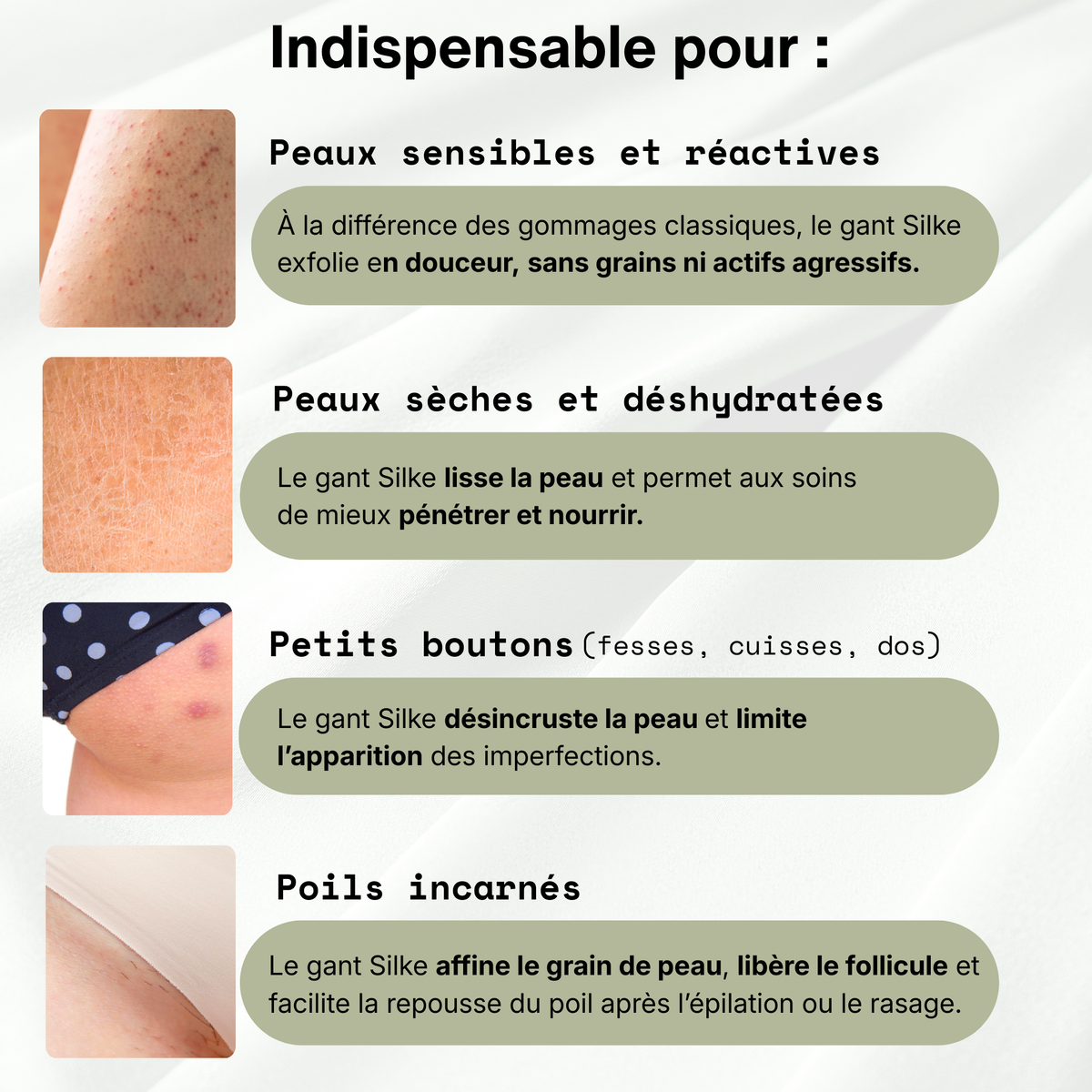 Gant exfoliant en soie